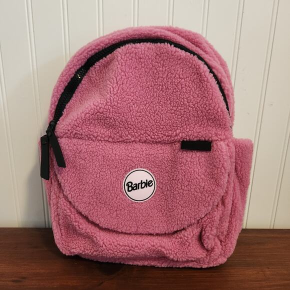 Barbie Lexi Small Pink Faux Sherpa Backpack‎ - Picture 1 of 3
